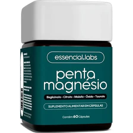 Foto de PENTA MAGNÉSIO - Bisglicinato + Dimalato + Citrato + Taurato + Óxido de Magnésio - A Combinação Perfeita de 5 Magnésios com Máxima Pureza e Biodisponibilidade - 60 Cápsulas