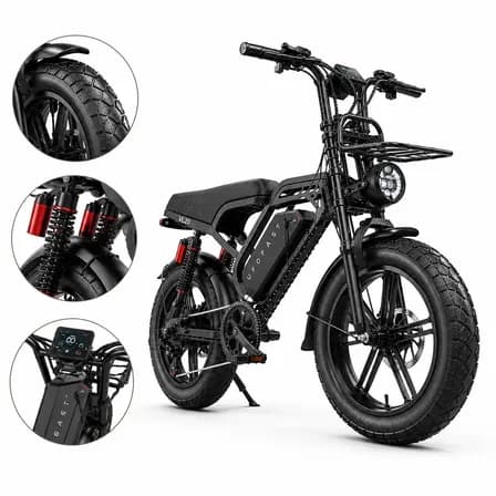 Foto de Bicicleta Elétrica VL20 1000W Bateria 48V 15,6Ah Fat Bike Aro 20 Pneu 20x4.0 Até 32km/h Autonomia Até 55km Display NFC Suspensão IPX5 Capacidade 150kg Mobilidade Urbana