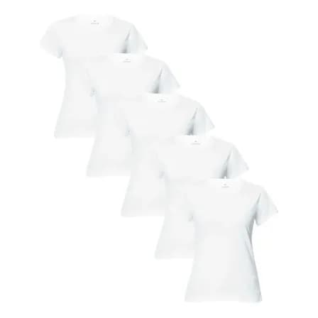 Foto de Kit 5 Camisetas Feminina Manga Curta Branca Hering Branco Liso M