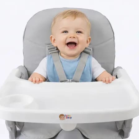 Foto de Cadeira De Alimentação Bebê Portátil - Cadeirão I Love Baby® Cor Cinza