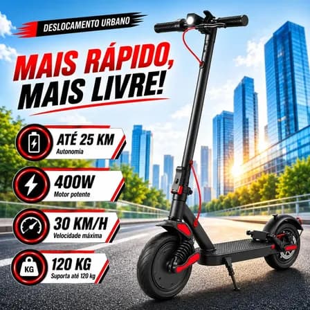 Foto de Patinete Elétrico Dobrável 400W 30km/h Suporta 120kg Pneu 8,5 Pol Bluetooth Portátil para Mobilidade Urbana