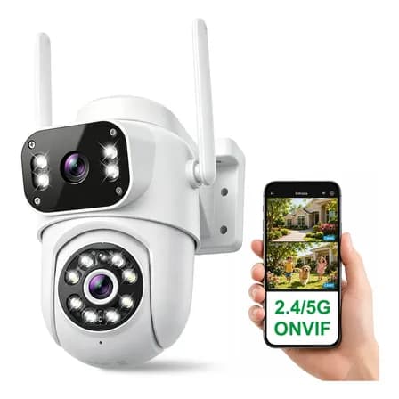 Foto de Câmera de Segurança CVLINK PTZ 8MP WiFi 2.4G/5G, IP66, Dupla Lente com 10x Zoom, Externa, Áudio Bidirecional, Alarme
