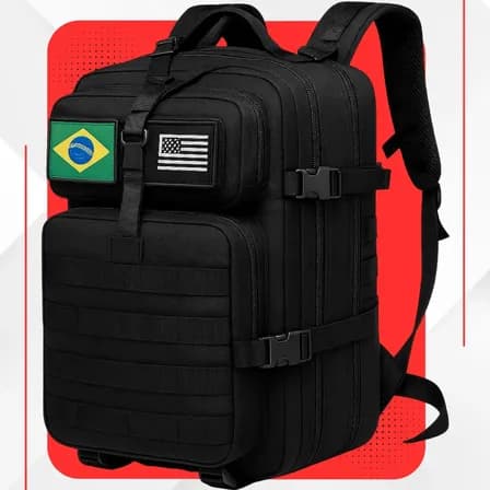 Foto de Mochila Tática Impermeável Militar Reforçada Grande 50 Litros Masculina Feminina Anne Preto
