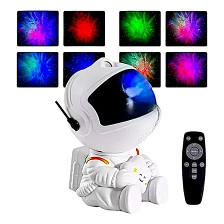 Foto de Mini Astronauta Projetor Estrelas Galáxia Luminária Noturna Branco Preto 127/220v