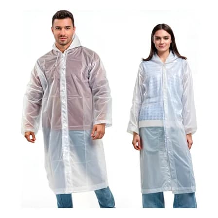 Foto de Kit 3 Capa De Chuva Reforçada Pvc Transparente Resistente Transparente Único