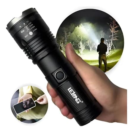 Foto de Lanterna Tática Sabre De Luz Mais Forte Do Mundo Led Militar Super Branca Preto