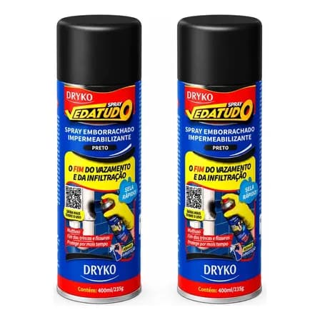 Foto de Kit 2 Borracha Líquida Vedatudo Impermeabilizante Spray Preto