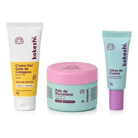 Foto de Kit Facial Kokeshi Completo 3 Passos Hidratação E Colágeno