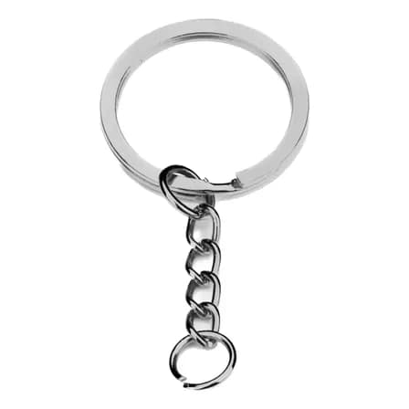 Foto de Argola Para Chaveiro C/ Corrente - 25mm + Elo 8mm - 100pçs Prata