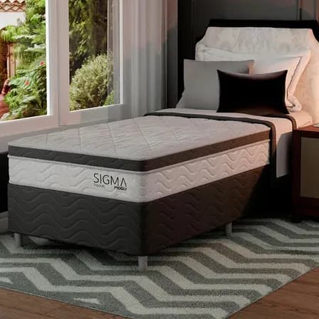 Foto de Cama box Modern Sigma com colchão solteiro molas ensacadas e EPS branco