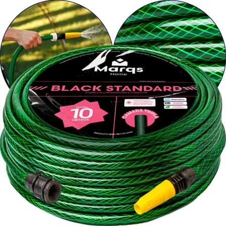 Foto de Mangueira De Jardim 10m Metros Com Esguicho Trançada Reforçada Flexível 7/16 Anti Dobra Irrigação Quintal Poço Lavagem Durável Marqs Home
