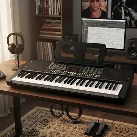 Foto de Teclado Profissional Piano Musical Eletronico 61 Teclas 127/220v Preto