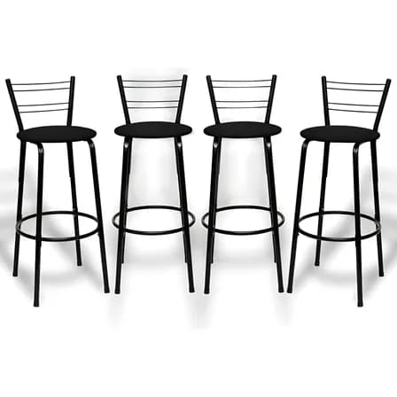 Foto de Kit 4 Banquetas Itagold Florida Top Alta Cozinha Americana Bar Balcão Alto Estrutura Preta Atlanta Cor Assento Preto 90cm
