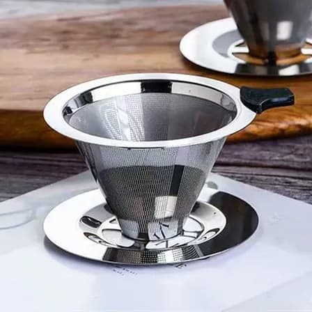Foto de Coador De Café Filtro Reutilizável Em Aço Inox Peneira