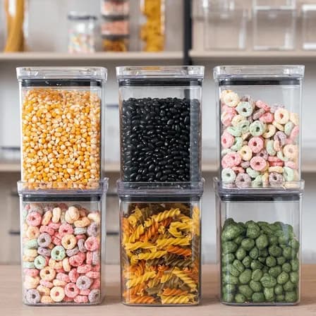 Foto de Kit 6 Potes 1l Quadrado Hermético Porta Mantimentos Organiza