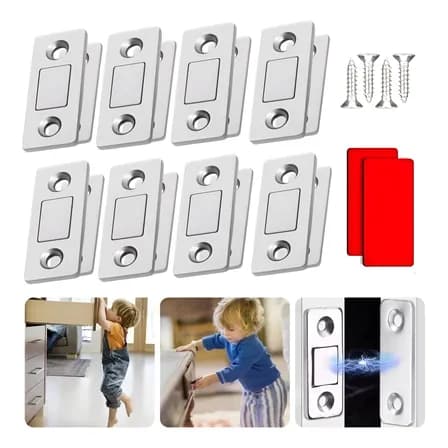 Foto de Fecho Imã Porta Armário Magnético Ultra Forte Kit 8 Pares Modelo1 4pares