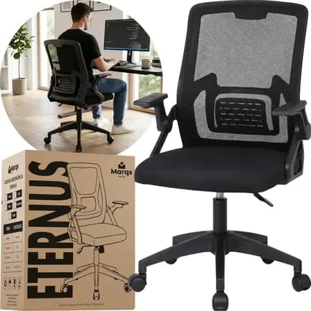 Foto de Cadeira De Escritorio Ergonomica Nr17 Ethernus Marqs Home Giratoria Resistente Reforçada 180kg Confortavel Reuniao Preto