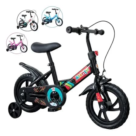 Foto de Bicicleta Infantil Aro 12 Com Rodinhas Laterais Equilíbrio Preto S