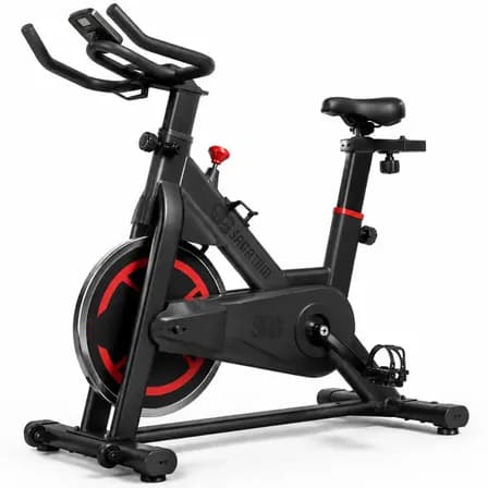 Foto de Bicicleta Ergométrica Spinning Sagatini para Academia em Casa Bike Indoor Estrutura de Aço Reforçada Roda de Inércia Monitor Digital e Ajustes de Treino
