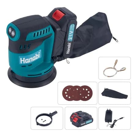 Foto de Lixadeira Roto Orbital Sem Fio 21v 12 Discos Brinde Hanabi 110220 V 60hz