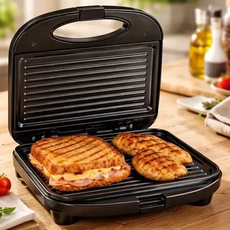 Foto de Sanduicheira Elétrica Antiaderente Grill 750w Preto 110/220v Preto 127v