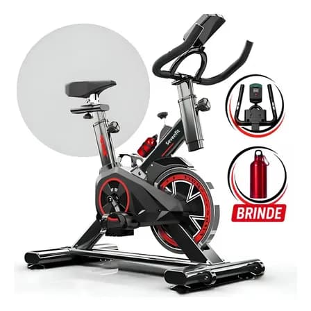 Foto de Bicicleta Ergométrica Bike Spinning 6kg Sensação inércia Fitness Preto e Vermelho Sevenfit Para Cardio E Musculação