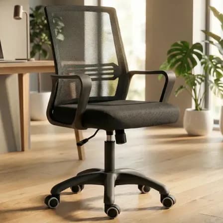Foto de Cadeira Escritório Astrella Vega Ergonômica E Giratória Preto Malha