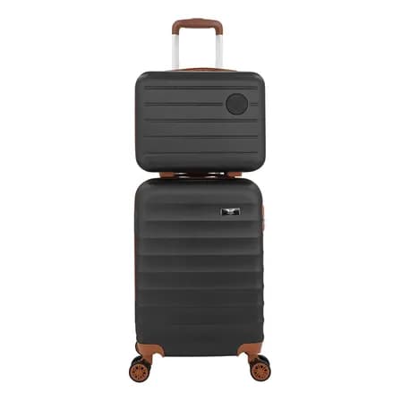 Foto de Kit Mala De Viagem Bordo Mão Pequena 10kg Abs Cadeado 360 Cor Preto