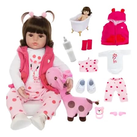 Foto de Bebê Reborn Boneca Silicone Girafinha Menina Pode Dar Banho