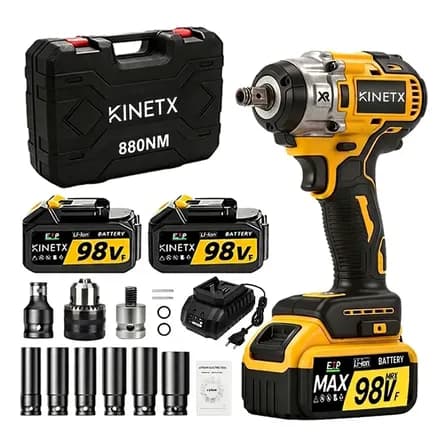 Foto de Chave De Impacto Parafusadeira Furadeira 98vf 2 Baterias Amarelo 2 Baterias 50hz/60hz