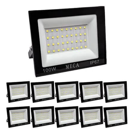 Foto de 10x Refletor Led 100w Smd Prova D Água Ip67 Holofote 6500k 127/220v Preto Branco-frio