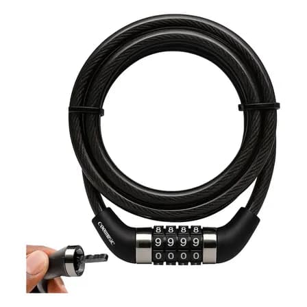 Foto de Cadeado Bicicleta Antifurto Trava Com Senha Aço Reforçado Para Bike Moto Corrente Portão Coolmusic Cor Preto