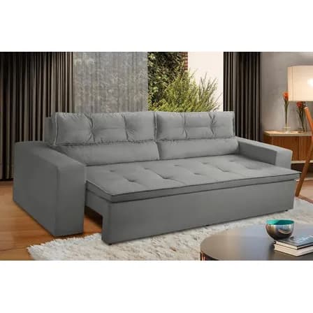 Foto de Sofá Retrátil E Reclinável Com Molas 1,80m Vegas Suede Cinza Cinza Suede