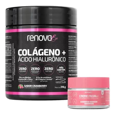 Foto de Colágeno Verisol + Ácido Hialurônico Cranberry Renova Be Colágeno Hidrolisado Vitamina E, C, Vitamina B6, B7 Biotina Zinco