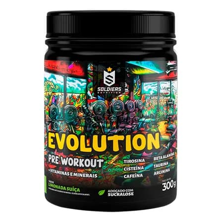 Foto de Pré-Treino Evolution Workout 300g Termogênico Sabor Limonada Suiça Soldiers Nutrition Energia Foco Treino