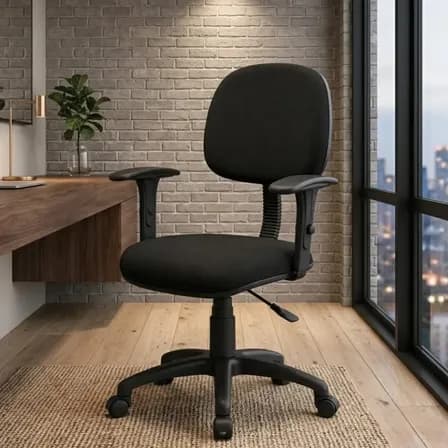 Foto de Cadeira De Escritório Secretária Marca Scarparo Ergonômica Preta Com Estofado De Tecido