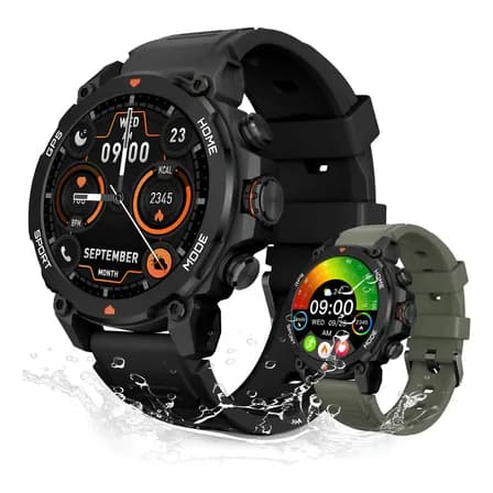 Foto de Relógio Smartwatch Aurafit Trek1 Com Gps À Prova D'água 5atm Preto Sport Preto/verde