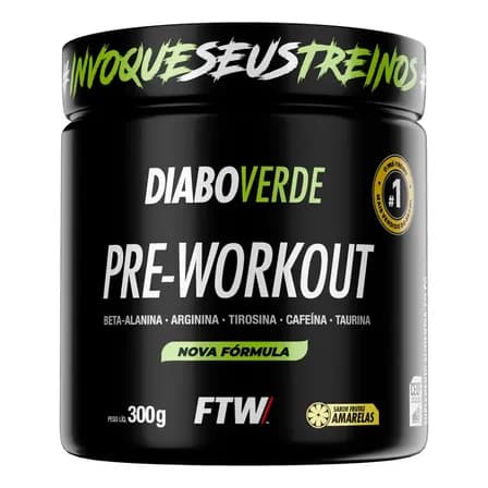 Foto de Pré Treino Pre Workout DIABO VERDE Pote 300g Sabor Frutas Amarelas FTW