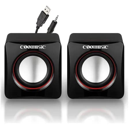 Foto de Caixa Caixinha De Som Potente Pc Notebook Subwoofer Para Computador 6w Usb P2 Alto Falante De Mesa Coolmusic