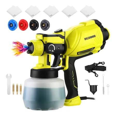 Foto de Pistola De Pintura 1600w Motor De Cobre Puro 1200ml Elétrica Profissional Pulverizador 38000rpm Com 4 Bicos De Cobre 127v Desoon