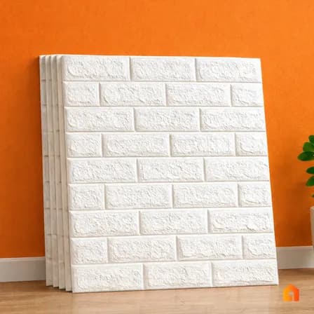 Foto de Kit 10 Und De Placas Adesivo 3d Papel Parede Tijolinho 77x70 Branco