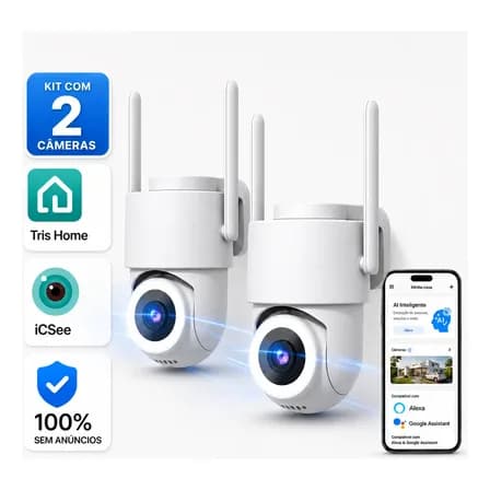 Foto de 2 Câmera Segurança Ip Wifi Icsee Infravermelho Prova D'água Branco