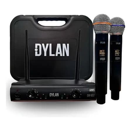Foto de Kit de Microfones Dylan DW602MAX Dinâmico Sem Fio para Estúdio e Palco