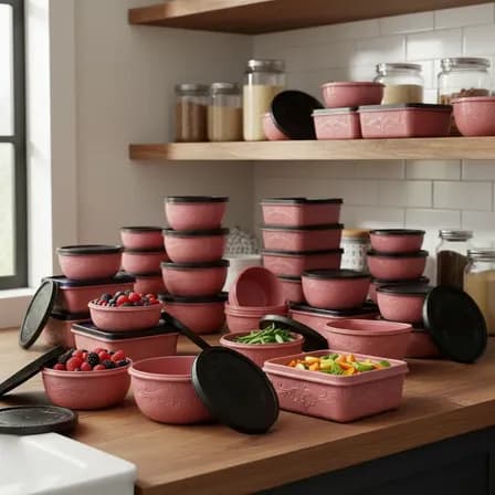 Foto de Kit21 Peças Potes Herméticos C/tampas Premium Alta Qualidade Rosa-chiclete