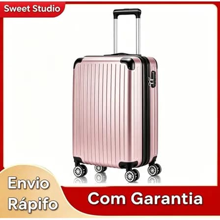 Foto de Mala de Bordo Rígida Sweet Studio para Viagem em ABS 47L Rosa