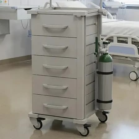 Foto de Carrinho de Emergência Hospitalar Mad.U EXTRA 385 5 Gavetas Rodas Alta Performance