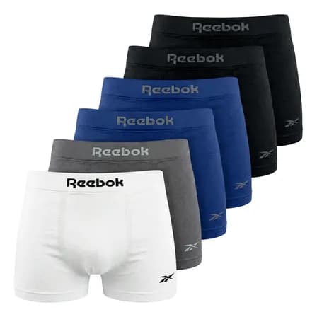 Foto de Kit 6 Cuecas Boxer Box Classic Poliamida Original Reebok Sortidas Liso G
