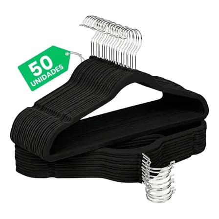 Foto de Kit Cabides Veludo De Roupa Antideslizante Slim Adulto 50 Un