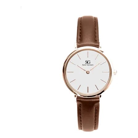 Foto de Relógio Feminino de Couro Marrom Saint Germain Bronx Rose Gold 32mm Cor do fundo Branco