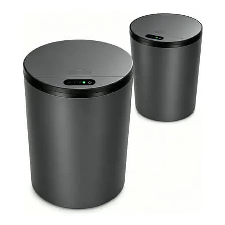 Foto de Lixeira Inteligente 16 Litros Com Sensor Automático Para Banheiro e Cozinha Cinza